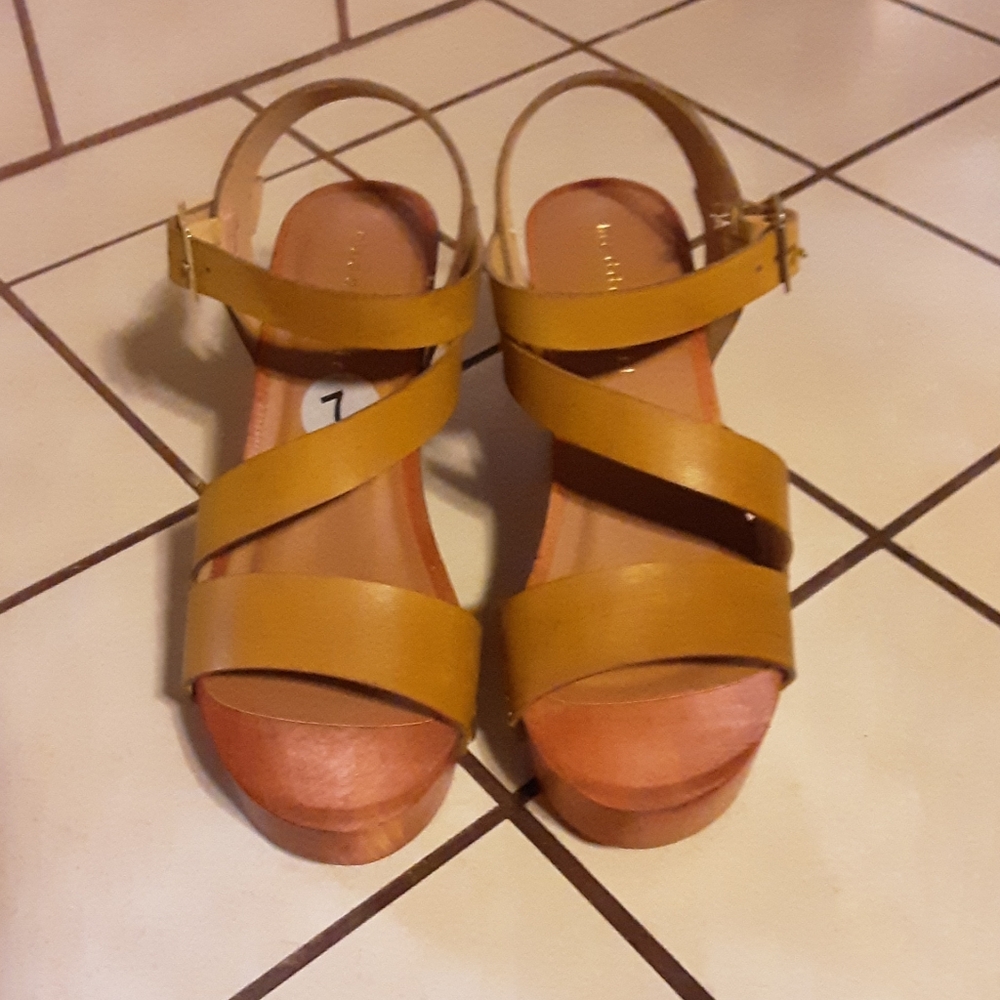 Madden Girl Mustard Yellow Platform Sandals